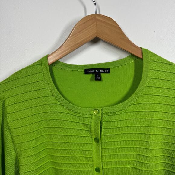 Cable & Gabe Sweater Women L Green Cardigan Button Up Cottage Fall Transition - Picture 3 of 6